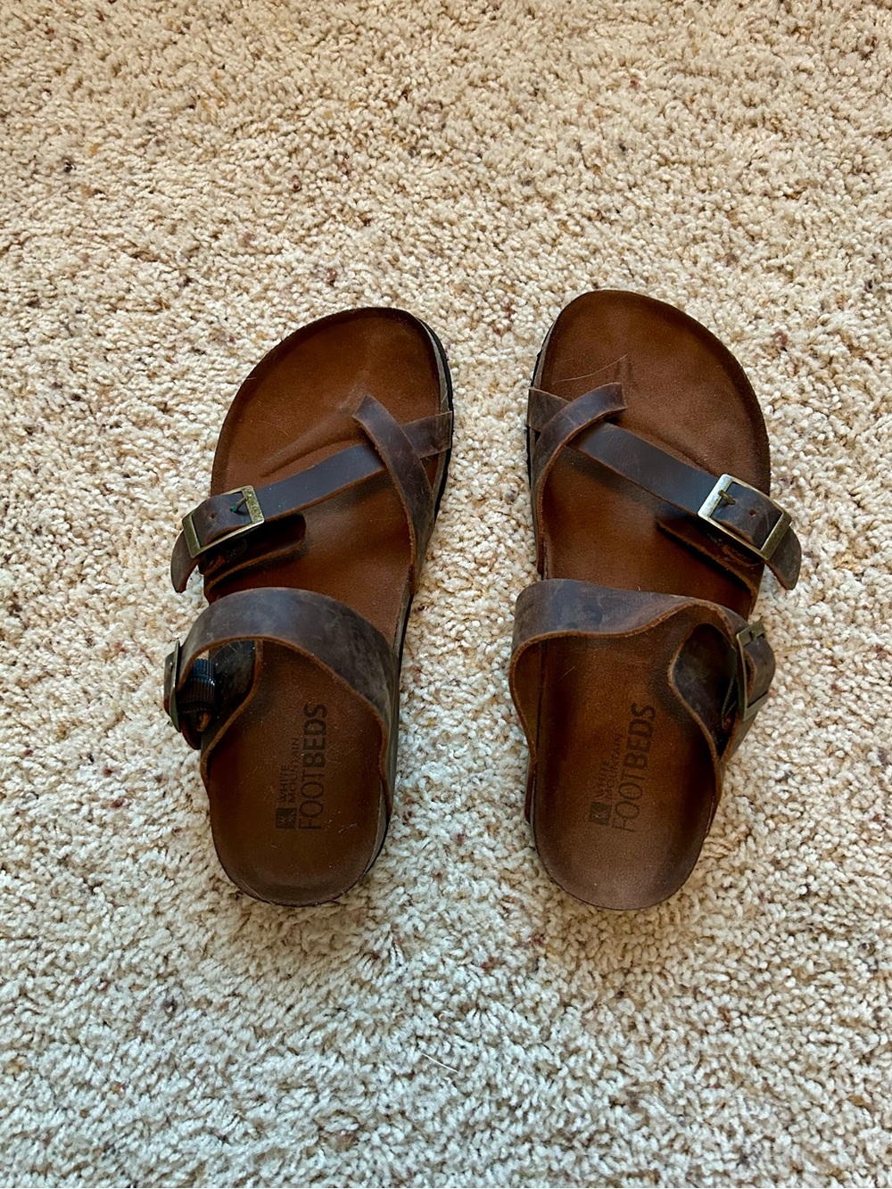 Women’s White Mountain Brown Double-Buckle Leather Sandals